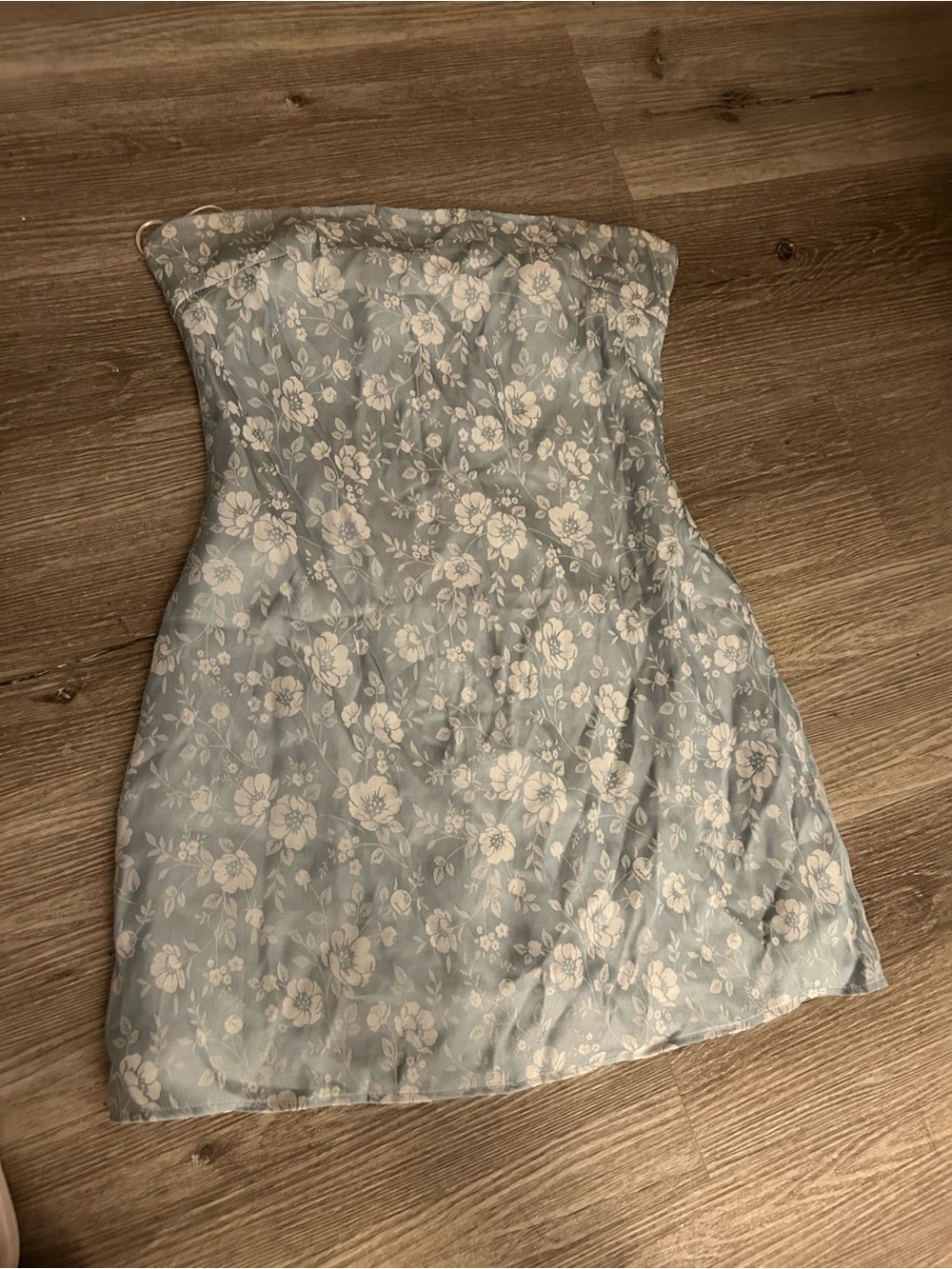 Princess Polly Strapless Powder Blue & White Floral Mini Dress